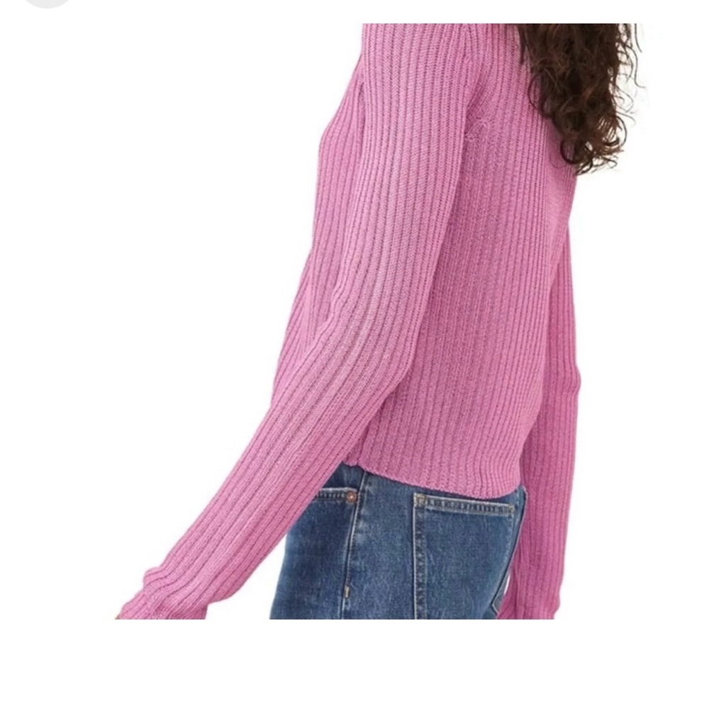 Free People Pink Ribbed Button Cardigan - Picture 6 of 7